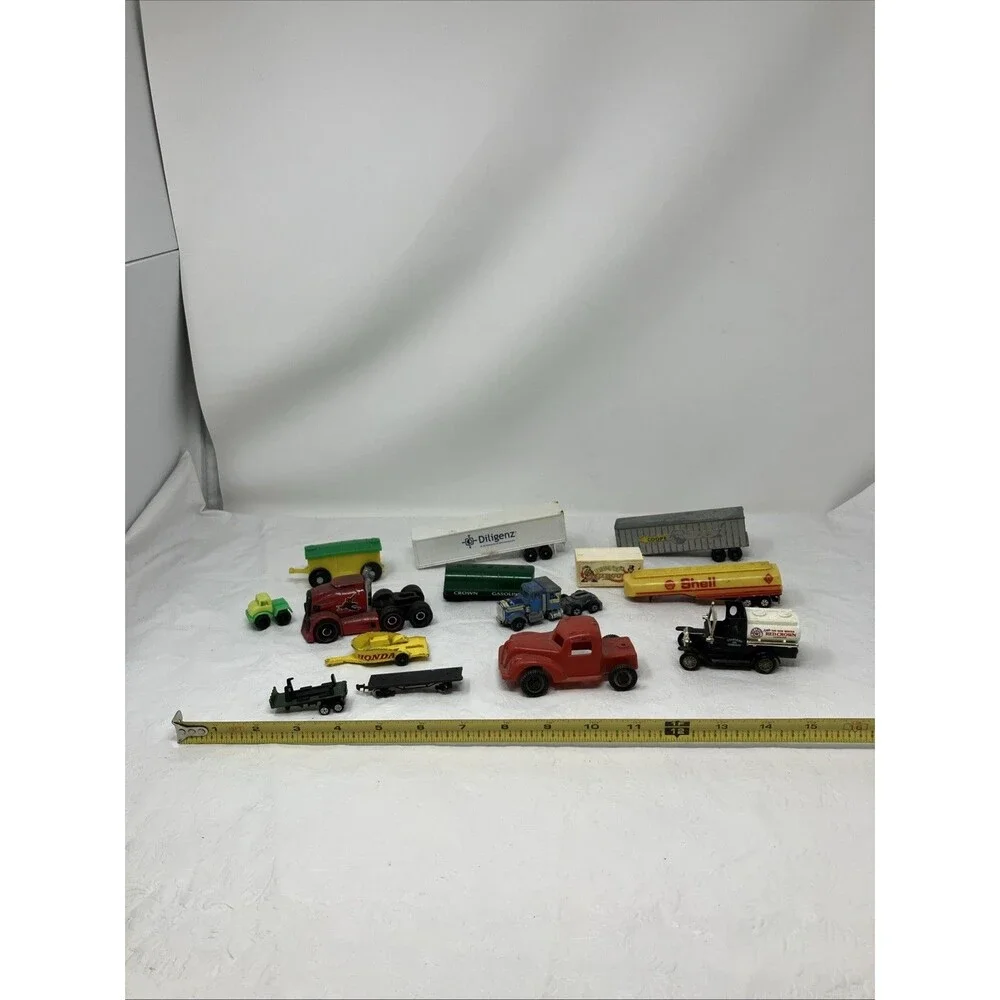 VTG DieCast Metal Plastic Vehicles Trucks Trailers Semi Gasoline Transport Lot